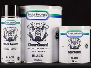 Sculpt Nouveau Clear Guard Black in 32oz. and 1 gallon containers and 12oz. spray cans