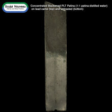 Sample of Sculpt Nouveau Concentrated Blackened PLT Patina (1:1 patina:distilled water) on lead came