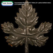 Sample of Sculpt Nouveau Concentrated Blackened PLT Patina (3:1 patina:distilled water) on tin plated steel
